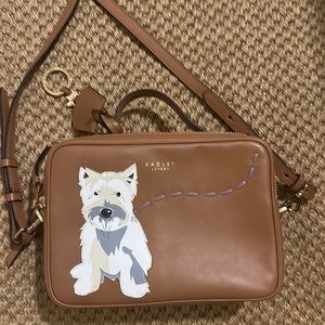 Radley & Friends Flora The Westie Leather Cross Body Bag, Butterscotch - new